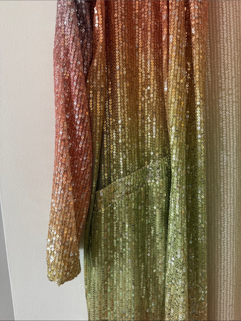 NWT BB Dakota by Steve Madden Rainbow Sequin Ombre Duster Cardigan Jacket M - Picture 4 of 9